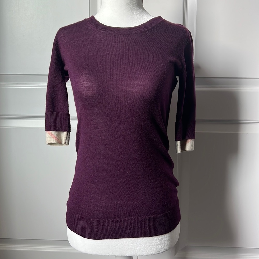 Burberry 100% wool plum purple sweater
